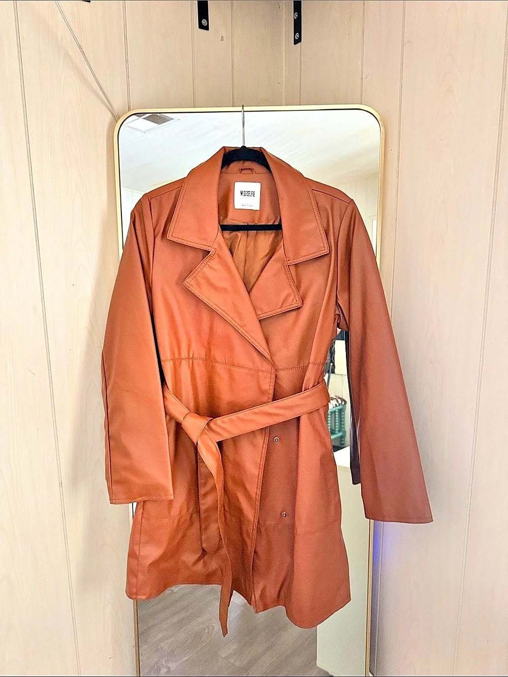 Brown Belted Leather Coat
